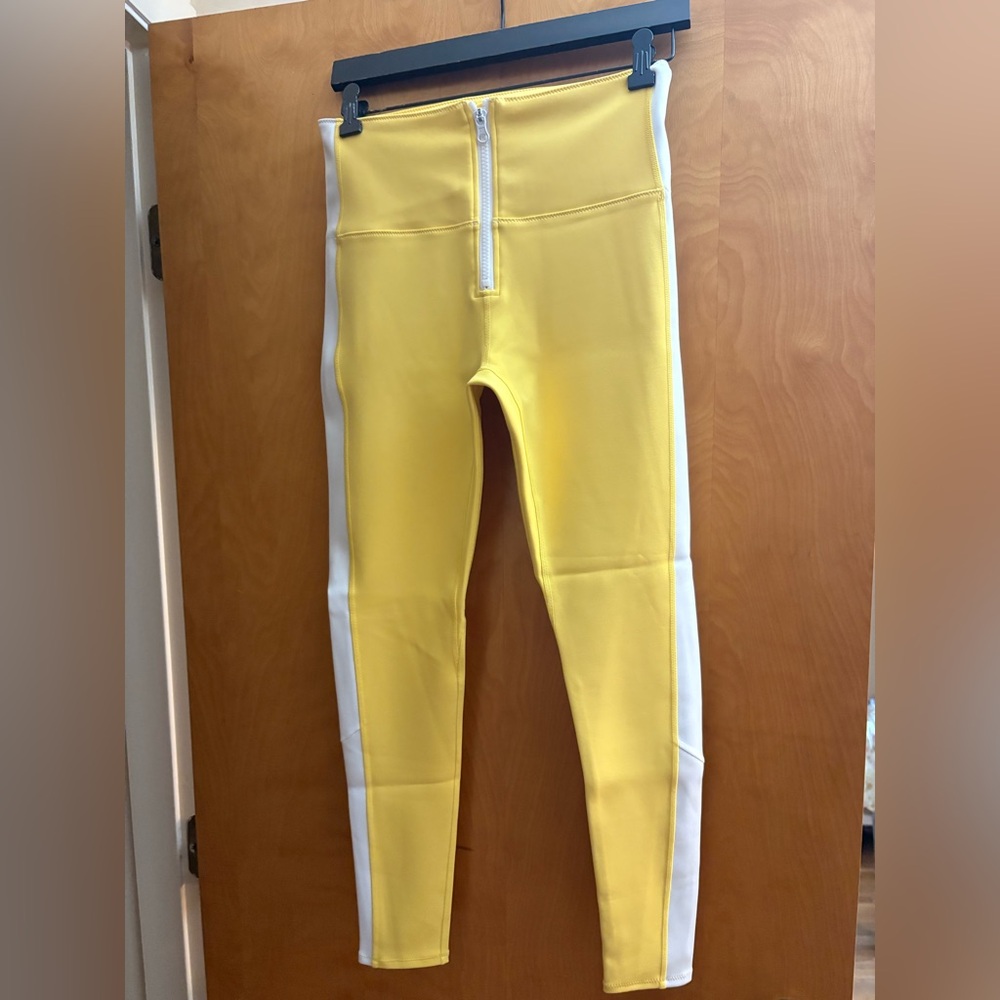 SOLID & STRIPED Yellow and White Leggings